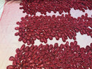 Fancy Beaded Fabric Burgundy - Embroidery Beads Mesh Fabric - Prom-Gown-Dress Sold By 2 Reathers