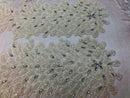 Fancy Beaded Fabric Ivory - Embroidery Beads Mesh Fabric - Prom-Gown-Dress Sold By 2 Reathers
