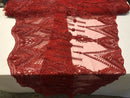 Red Beaded Embroidered Fancy Damask Spikes Pattern Fabric - Embroidery Fabric Beaded Mesh Material Sold in Many Colors by The Yard