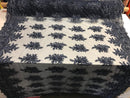 Navy Hand Beaded Lace, Embroidered Floral Design Fancy Sequins Fabric with Beads Sold in Many Colors By The Yard