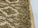 Gold Sequins Lace Fabric On Nude Mesh, Geometric Design Embroidered On 4 way Stretch Sequin By The Yard -Prom-Gown ( Choose The Size )