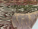 Multi-Color iridescent Sequins Fabric, Nude Mesh - Damask Design 4 Way Stretch Sequin Fabric on a Mesh-Prom-Gown By The Yard
