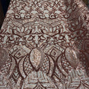 Rose Gold Sequin Fabric,Blush Mesh Royalty Design Embroidered With Sequin on a 4 Way Stretch Sequin Fabric Mesh-Prom-Gown By The Yard