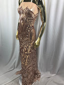 Iridescent Sequin Fabric -  Rose - 4 Way Stretch Royalty Lace Sequin By Yard