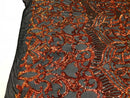 Iridescent Orange Sequin Fabric, Black  Royalty Design Embroidered With Sequin on a 4 Way Stretch Sequin Fabric Mesh-Prom-Gown By The Yard