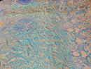 Iridescent Sequin Fabric - Iridescent Aqua Blue - 4 Way Stretch Royalty Lace Sequin By Yard
