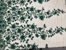 Hunter Green Two Tone 3D Floral Design Embroider and Beaded With Pearls On a Mesh Lace-Prom-Dresses-Nightgown-Apparel-Fashion By The Yard