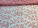 Pink Floral Lace Fabric, Embroidery With Sequins on a Mesh Lace Fabric By The Yard For Gown, Wedding-Bridal (Choose The Quantity)