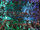 Iridescent Green Sequin on Black Stretch Velvet With Luxury Reversible Sequins Shining Sequins 2-way Stretch 58/60” (Choose The Measure)
