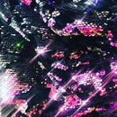 Iridescent Purple Sequin on Black Stretch Velvet With Luxury Reversible Sequins Shining Sequins 2-way Stretch 58/60” (Choose The Measure)