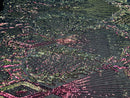Iridescent Rainbow Sequin Fabric, Geometric Design Embroidered With Sequin on a 4 Way Stretch Sequin Fabric Mesh-Prom-Gown By Yard