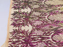 Iridescent Purple Sequin Fabric, Geometric Design Embroidered With Sequin on a 4 Way Stretch Sequin Fabric Mesh-Prom-Gown By Yard