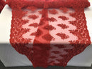 Red Lace - Floral Lace Fabric, Embroidery With Sequins on a Mesh Lace Fabric By The Yard For Gown, Wedding-Bridal (Choose The Quantity)