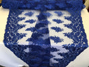 Royal Blue Floral Lace Fabric, Embroidery With Sequins on a Mesh Lace Fabric By The Yard For Gown, Wedding-Bridal (Choose The Quantity)