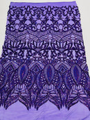 Iridescent Sequin Fabric - Holographic Purple - 4 Way Stretch Royalty Lace Sequin By Yard