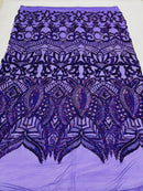 Iridescent Sequin Fabric - Holographic Purple - 4 Way Stretch Royalty Lace Sequin By Yard