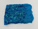 Iridescent Sequin Fabric - Iridescent Turquoise - 4 Way Stretch Royalty Lace Sequin By Yard