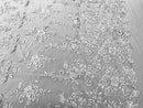 White Flower Lace Fabric - Floral Clusters Embroidered With sequins on a Mesh Lace Fabric Sold By The Yard