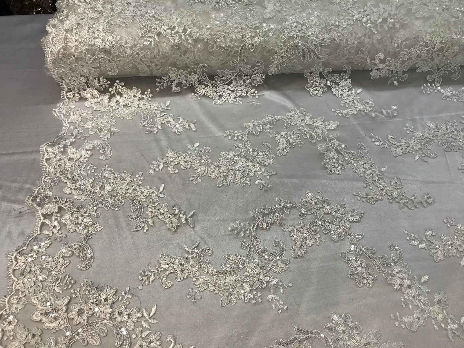 Ivory Sequin Lace Eb3016 main image 1