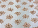 Lt Peach Beaded Fabric, Hand Embroidered Lace Bridal Floral On a Mesh Dress Fabric with Beads By The Yard