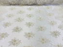 Ivory Beaded Fabric, Hand Embroidered Lace Bridal Floral On a Mesh Dress Fabric with Beads By The Yard
