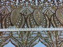Sequin Fabric - Holographic Gold - 4 Way Stretch Royalty Lace Sequin By Yard
