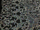 Holographic Silver Sequin Royalty Design on a 4 Way Stretch Sequin Fabric Spandex Mesh-Prom-Gown By The Yard