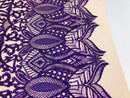 Holographic Purple Sequins Lace Fabric On Blush Mesh, Royalty Design Embroidered 4way Stretch Sequin By Yard -Prom-Gown ( Choose The Size )