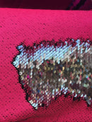 Pink/Silver Flip Up Sequins Reversible, 2-Way Stretch 58/60” Sequins Fabric Dresses-Nightgowns-Prom Gown (Choose The Quantity)