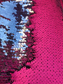Pink/Silver Flip Up Sequins Reversible, 2-Way Stretch 58/60” Sequins Fabric Dresses-Nightgowns-Prom Gown (Choose The Quantity)