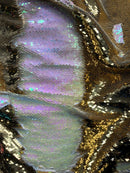 Iridescent Pink/Gold Flip Up Sequins Reversible, 2-Way Stretch 58/60” Sequins Fabric Dresses-Nightgowns-Prom Gown (Choose The Quantity)