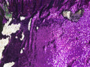 Purple/ Silver Flip Up Sequins Reversible, 2-Way Stretch 58/60” Sequins Fabric Dresses-Nightgowns-Prom Gown (Choose The Quantity)