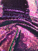 Iridescent Purple Flip Up Sequins Reversible, 2-Way Stretch 58/60” Sequins Fabric Dresses-Nightgowns-Prom Gown (Choose The Quantity)