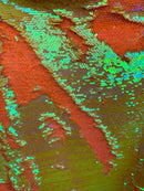 Iridescent Orange/Green Flip Up Sequins Reversible, 2-Way Stretch 58/60” Sequin Fabric Dresses-Nightgowns-Prom Gown (Choose The Quantity)