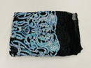 4 Way Stretch Fabric Design - Aqua on Black Mesh - Fancy Net Sequins Design Fabric By Yard