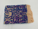 4 Way Stretch Fabric Design - Iridescent Lavender on Nude - Fancy Net Sequins Design Fabric By Yard