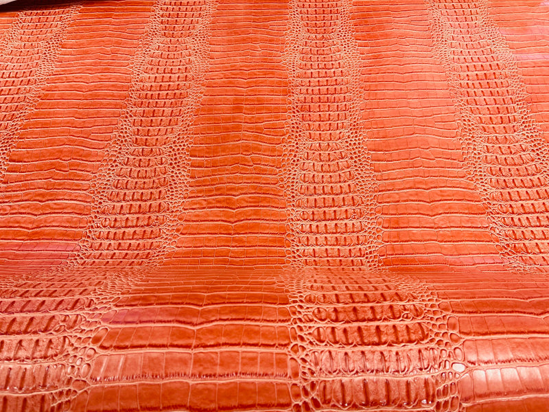 Faux Crocodile Print Vinyl Fabric - Orange - Sold by The Yard (Pick a Size)