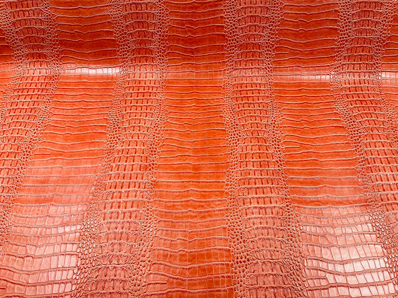 Faux Crocodile Print Vinyl Fabric - Orange - Sold by The Yard (Pick a Size)