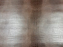 Faux Alligator Print Vinyl Fabric - Coffee - Shiny Animal Print Sold by The Yard (Pick a Size)