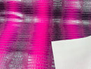 Faux Crocodile Print Vinyl Fabric - Magenta - High Quality Vinyl Sold by The Yard