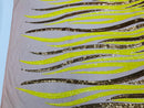 Angel Wings Sequins Fabric - Yellow / Gold  - 4 Way Stretch Feather Wings Sequins Design By Yard
