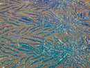 Feather Wings Sequins - Iridescent Aqua on Nude - 4 Way Stretch Embroidered Wings Sequin By Yard