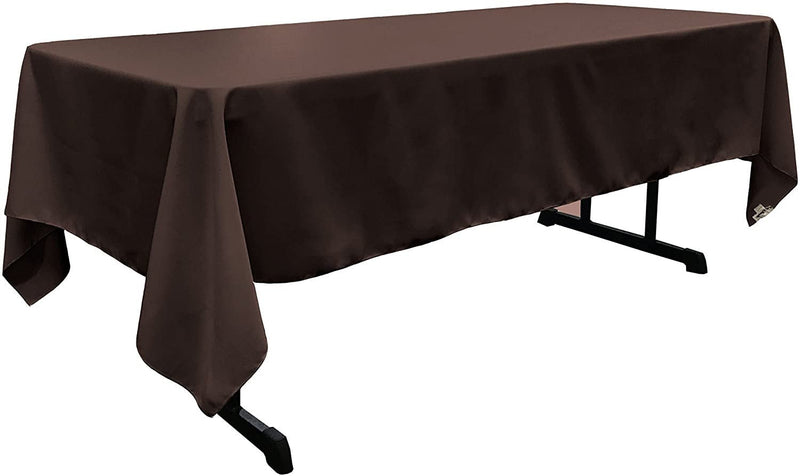 60" Wide Brown Polyester Poplin Rectangular Tablecloth, Polyester Rectangular Cloth Table Covers for All Events (Pick a Size)
