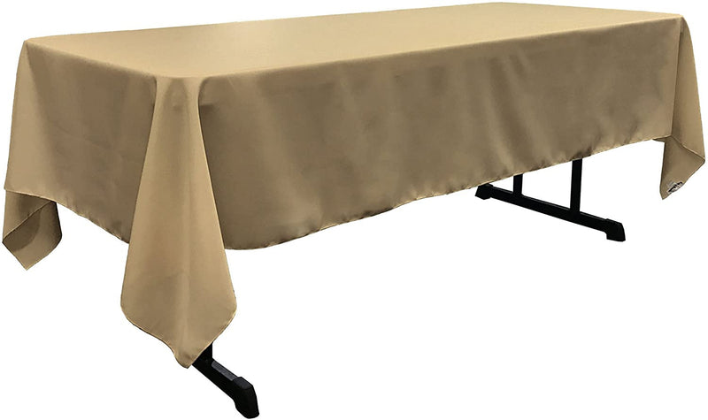 60" Wide Gold Polyester Poplin Rectangular Tablecloth, Polyester Rectangular Cloth Table Covers for All Events (Pick a Size)