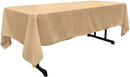 60" Wide Khaki Polyester Poplin Rectangular Tablecloth, Polyester Rectangular Cloth Table Covers for All Events (Pick a Size)