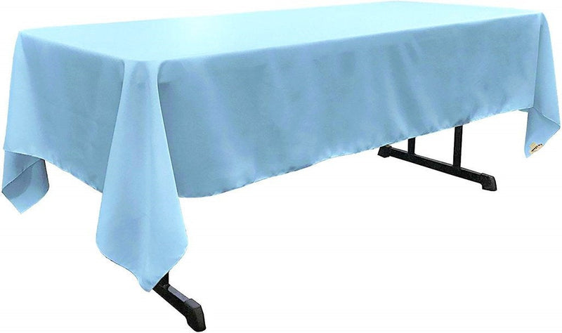 60" Wide Light Blue Polyester Poplin Rectangular Tablecloth, Polyester Rectangular Cloth Table Covers for All Events (Pick a Size)