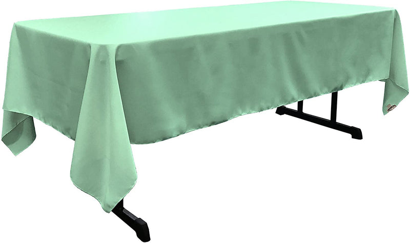 60" Wide Mint Polyester Poplin Rectangular Tablecloth, Polyester Rectangular Cloth Table Covers for All Events (Pick a Size)