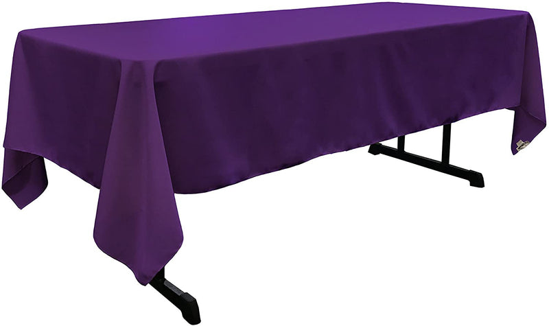 60" Wide Purple Polyester Poplin Rectangular Tablecloth, Polyester Rectangular Cloth Table Covers for All Events (Pick a Size)
