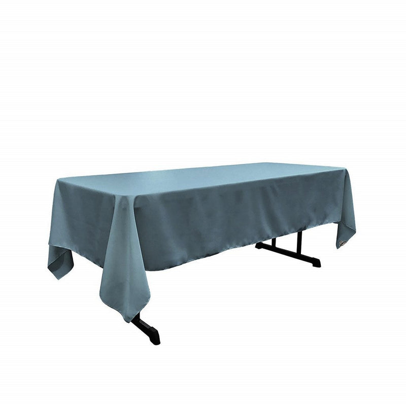 60" Wide Steel Blue Polyester Poplin Rectangular Tablecloth, Polyester Rectangular Cloth Table Covers for All Events (Pick a Size)