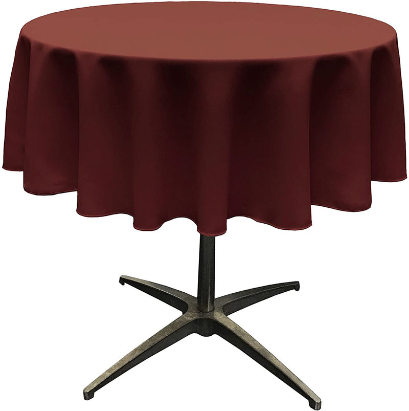 Round Tablecloth - Burgundy - Polyester Poplin Tablecloth - Banquet Cloth, Wrinkle Resistant (Pick a Size)